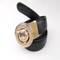 Automatic buckle belt with diamond tiger head buckle designer belt leahter belts for men and women luxury wast belts