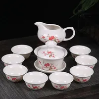 Hot Selling Chinese Kung Fu Tea Set Drinkware Lila Clay Ceramic Binglie inkluderar Te Pot Cup, Tureen Infuser Tea Tray Chahai