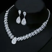 Lyxiga bröllop smycken uppsättningar för brud brudtärna smycken silver droppe örhänge halsband set ÖSTERRIKE CRYSTAL grossistgåva