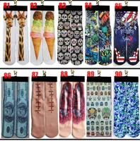 3D Socken 500 Design Kinder Frauen Männer Hip Hop Baumwollstrümpfe Skateboard Bedruckte Socke 100pcs = 50pairs