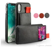 För iPhone X XS 7 8 6 Plus plånbok läderväska stötsäker RFID-påse dra upp kredit ID-korthållare Telefonkåpa