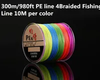 الحار! 300m / 980ft PE خط 4Braided الصيد 10M في اللون متعدد الألوان 10-100LB اختبار لأداء المياه المالحة مرحبا الجودة عالية الجودة!
