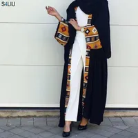 Muzułmańska Dress Dress Sukienka Drukowana Kardigan Długa Suknie Kimono Jubah Ramadan Bliski Wschód Thobe Islamski Cześć Modlitwy Ubrania Nowy