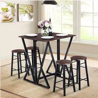 Fashion Wholesales HOT Sales 5 Pieces Dining Room Bar Table Set with 4 Bar Stools/Counter Height/Dark Coffee