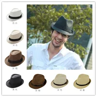 Haute Qualité Panama unisexe Chapeaux Ventiler Chapeau de paille Hat Jazz Fedora Hat Homme Femmes chapeaux de soleil Stingy Brim chapeaux pour l'été