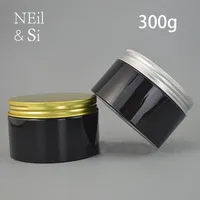 Schwarz 300g Plastiksahneglas 300ml Kosmetik bilden Gesichtsmaske Lotion Verpackung Leere Süßigkeit Pill Vorratsflasche Freies Verschiffen