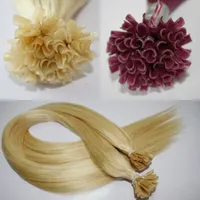 DHL FEDEX Free Silk Rechte Natuurlijke Bruin Rode Kleur Braziliaanse Maleisische Indiase Peruviaanse Fusion Nail U Tip Virgin Remy Menselijk Hair Extensions