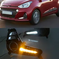 1 para DRL z Signal Signal 12 V LED Car DRL Dnia Światła Lampy przeciwmgielne Lampa dla Hyundai Grand I10 2017 2018 2019