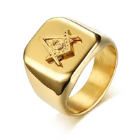 High polished 316 stainless steel ring 18k gold plating men&#039;s freemason jewel items masonic regalia rings jewellery wholesale