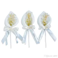 Geburtstagstorte einfügen Calla Lily Pearl Blume Flagge Dessert Tisch Plugin Hochzeit schmücken Lieferungen Bowknot Papier Creative 2 8xhC1