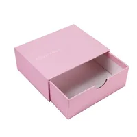 Logo personnalisé imprimé fantaisie rose petite boîte de tiroir coulissant d'emballage