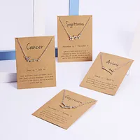 12 별자리 조디악 목걸이 별자리 로그인 지르콘 한국어 보석 스타 갤럭시 천칭 자리 점성술 여성 목걸이 소매 카드로 선물