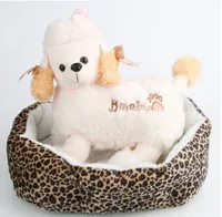 ventas al por mayor del envío libre caliente estupendo impermeable anti-derrape de algodón suave para mascotas caseta de perro del estampado leopardo M
