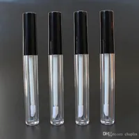 3ML Runde Klarer Lip Gloss Container Flasche Kosmetik Container Tube W / Plug Black Cap für Lippenproben Reisen Split Laden DIY Makeup