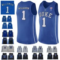 NCAA Duke Blue Devils 1 Zion Williamson Jersey 5 RJ Barrett 2 Cam Reddish University Azul Branco Branco Colégio Basquete Jerseys costurado