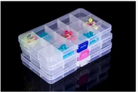 15グリッド透明な調節可能なスロットジュエリービーズオーガナイザーボックス収納プラスチックボックス