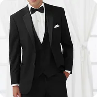 Black Men Wedding Suit Groom Tuxedo melhor homem Roupa Noivo Traje Outfits Magro Terno Masculino Costume Homme 3piece (jaqueta + calça + Vest)