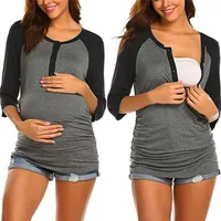 Mujeres embarazadas Maternidad Enfermería Raya Lactancia Materia camiseta superior Blusa Ropa para mujeres embarazadas Moda