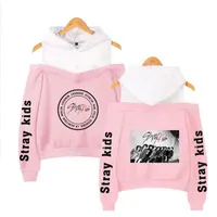 Koreansk stil KPOP StrayKids Stray Kids Album WooJin Felix Women Hoodies Sweatshirts Långärmad Sexig Off Shoulder Hooded Jacket