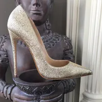 Estate moda donna pompe oro stampato punta punta sposa scarpe da sposa tacchi alti tacchi alti in vera pelle foto reali 12 cm 10 cm