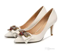 2020 Lüks G Tasarımcı Trendy Kadınlar Şerit Pompaları Papyon Büyük Arılar Yüksek Topuklu Ayakkabı Gelin Seksi Sivri Düğün Ayakkabı 8 10 12 cm