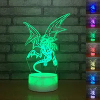 Yu Gi Oh Blue-Eyes Dragão Branco Lâmpada de Mesa 3d Toque Controle 7 Cores Mudando Acrílico Night Light USB Decorativo Kids Presentes
