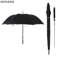 HHYUKIMI Marka Moda Uzun Kol Man Otomatik Şemsiye Windproof İş Kılıç Savaşçı Kendini savunma Güneşli Yaratıcı Şemsiye T200117