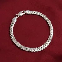 Hot Selling 925 Verzilverd 5mm Mens Armband Sieraden Koper Cubaanse Link Ketting Armband Voor Vrouwen en Mannen 20cm