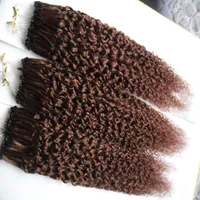 300 s virgem mongol kinky curly hair micro extensões de cabelo laço 300g afro kinky encaracolado máquina feito Remy Micro Loop Bead Loop cabelo humano