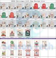 2020 Julklappspåsar Stor organisk tung tygväska Santa säck Drawstring väska med renar Santa Claus säckväskor för barn