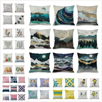 168 Designs colorido Fronha Cartoon Plant Animal Geometric Pillow Cover Home Sofa Car Decoração 45 * 45cm Throw Pillow Case