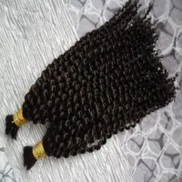 200g mänsklig flätande hårbulk Ingen bilaga Kinky Curly Hair Extension för flätor 2pc Inga Weft Brasilianska Human Hair Crochet Braids Bulk