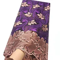Африканский французский шнурок ткани высокого качества +2018 Нигерийский Lace ткани для свадьбы 2017 года с камнями Фиолетовый Золото Швейцарский шнурок Ткань