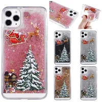 Flytande Quicksand Case Phone Case till iPhone 11 XS Max XR 7 Plus Julfodral Present Bling Cover för Samsung Note 10