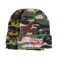 2020 Trump Hat Camouflage Wool Hat American Flag Embroidered Knitted Caps Election Campaign Custom Beanies Hat ZZA1730-7
