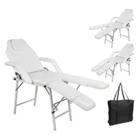 Waco Spa Pediküre Gesichtsbett, Salonmöbel, rutschfeste Leder-Füße Tragbare Dual-Zweck-Styling-Massage-Tattoo-Therapie-Körperpiercing-Stuhl - Weiß