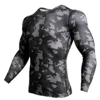 Sıkıştırma Gömlek Erkekler Kamuflaj Uzun Kollu Sıkı Tee Gömlek Erkekler Fitness 3D Hızlı Kuru Giysileri MMA Rashguard Spor Salonları Camo T-shirt