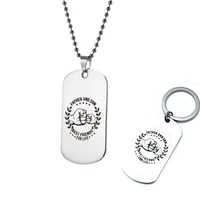 Stainless Steel Necklace Keychain Father and Son Key Chain for Men Military Tag Ball Chain Necklace Best Jewelry Gift for Daddy Son