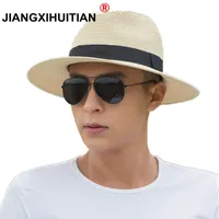 جديد أنثى sombreros الرجال الصيف قبعة كلاسيكي أسود حزام بنما sunhats جاز هات شاطئ القبعات للنساء chapeau de baille فام