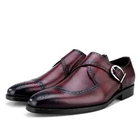 Moda Siyah / Tan Keşiş Ayakkabı Erkek İş Elbise Hakiki Deri Ofis Ayakkabı Erkek Düğün Damat Ayakkabı