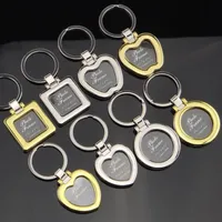 Mini Pendant Cadre photo Porte-clés créatif bricolage Insérer Cadre photo porte-clés en forme de coeur en métal Porte LJJ_TA1151