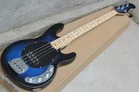 Factory Custom 4 cuerdas Blue Electric Bass Guitar con 21 trastes, diapasón de arce, hardware de Chrome, oferta personalizada