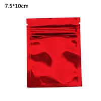7.5x10cm 100 sztuk / partia błyszczący czerwony uchwyt uszczelka worek paczka samodzielna uszczelka Mylar folia do przechowywania żywności worki do przechowywania folii aluminiowej folia zamka zip pakowania