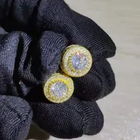 Shiney CZ Ohrring-Qualitäts Gelb-weißes Gold überzog funkelnde CZ Runde Gold Silber simulierter Diamant-Ohrringe für Männer Frauen