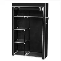 64&quot; Portable Closet Storage Organizer Wardrobe Clothes Rack with Shelves Black