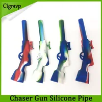 Rifle Silicone Pipe with Metal Bowl Oil Rig Hookah Wax Pen Smoking Pipes 420 Small Gun Sneak A Toke