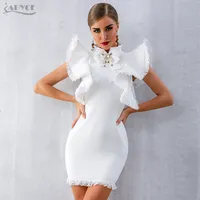 Adyce Summer Women White Celebrity Party Dress Vestidos Verano 2019 Sexy Sleeveless Ruffles Tassel Black Mini Bodycon Club Dress J190509