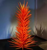 Wholesale Hand Lamps Tree Floor Lamp Orange Murano Blown Glass Conifer Sculpture for Party Garden Art Decoration