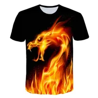 T-shirts voor heren 2021 Zomer Mode 3D T-shirt Gele vlam Funny Design Boys and Girls Printed Tops voor kinderen