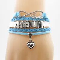 Infinity Love Argentina Bracelet Heart Charm National Argentina Flag Bracelets & Bangles For Woman And Man Bracelets